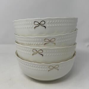 Set of 4 Coquette gold bow soup cereal bowls viral TikTok 6 Inch NEW yedi